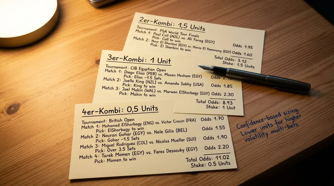 Unit-Sizing-System für Squash Kombiwetten: Bankroll in Units aufteilen und Einsätze anpassen