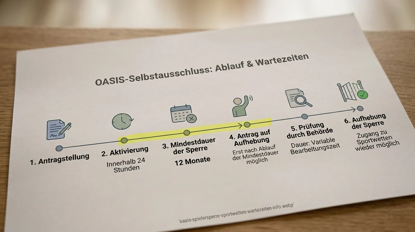 Wartezeiten und Mindestlaufzeit bei OASIS Spielersperre für Squash Sportwetten erklärt