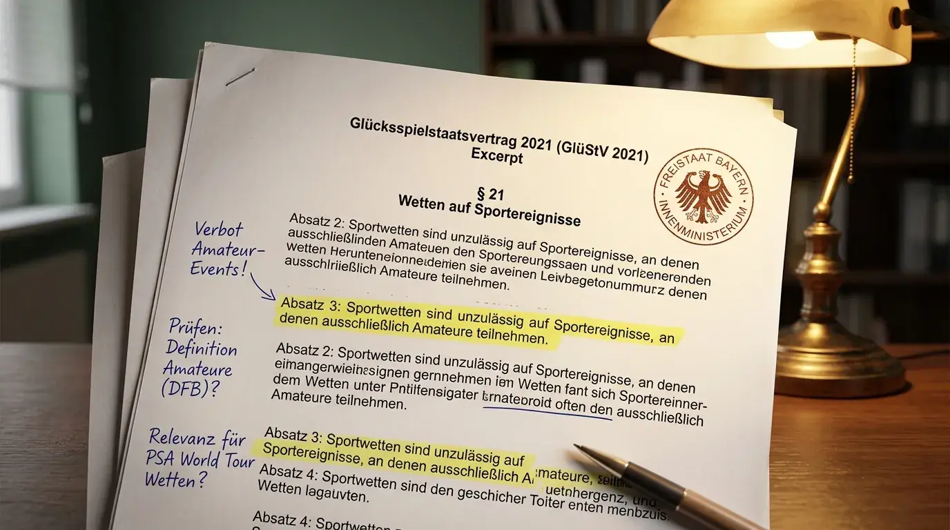 § 21 GlüStV 2021 Amateurverbot – welche Squash-Events in Deutschland nicht bewettet werden dürfen