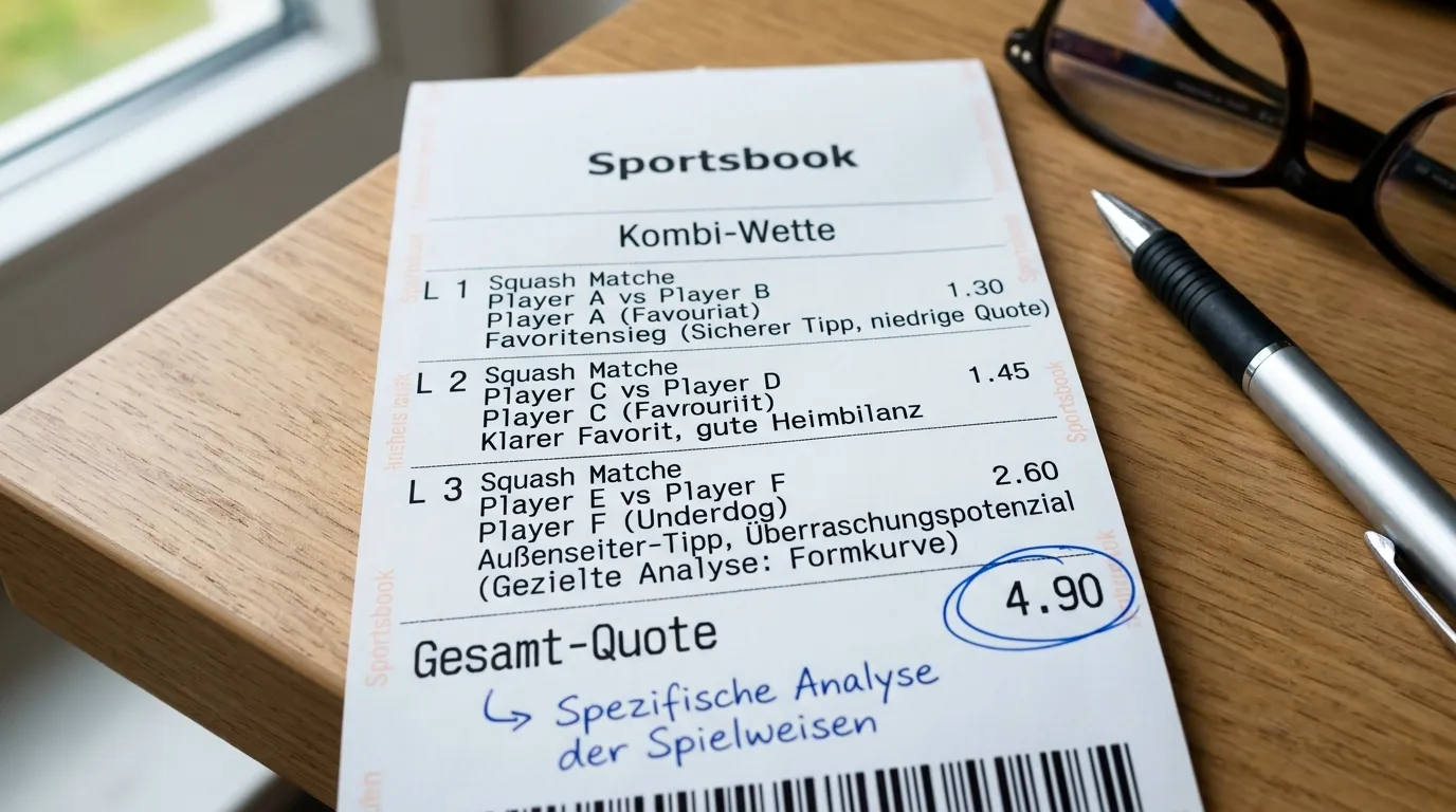 Praxis-Beispiel Squash Außenseiter Kombiwette – Kombination aus Favoriten-Ankern und gezieltem Underdog-Tipp