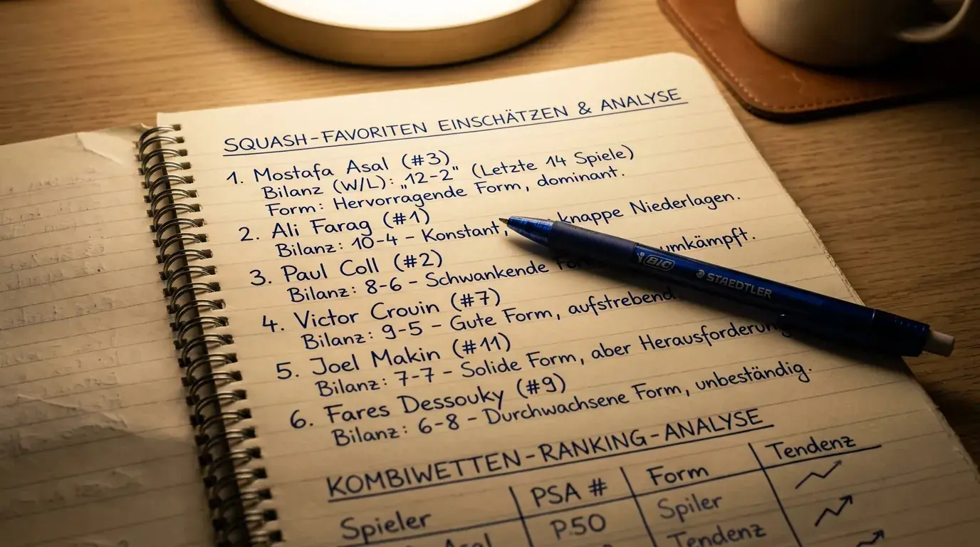 PSA-Ranglisten-Analyse für Squash Kombiwetten – Ranking-Position als Wettsignal richtig einordnen