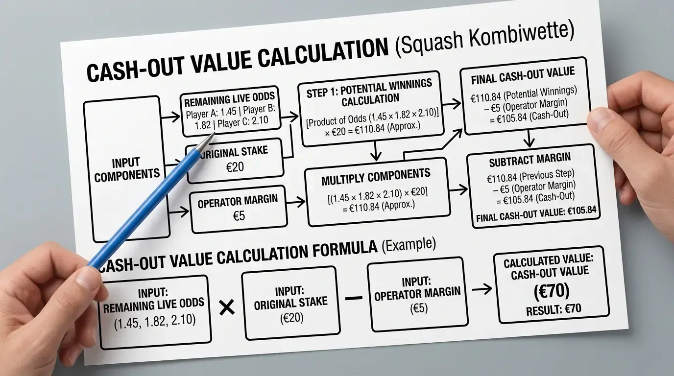 Mechanismus der Cash-Out-Berechnung bei Squash-Kombiwetten: Formel und Wert-Abzug durch Buchmachermarge