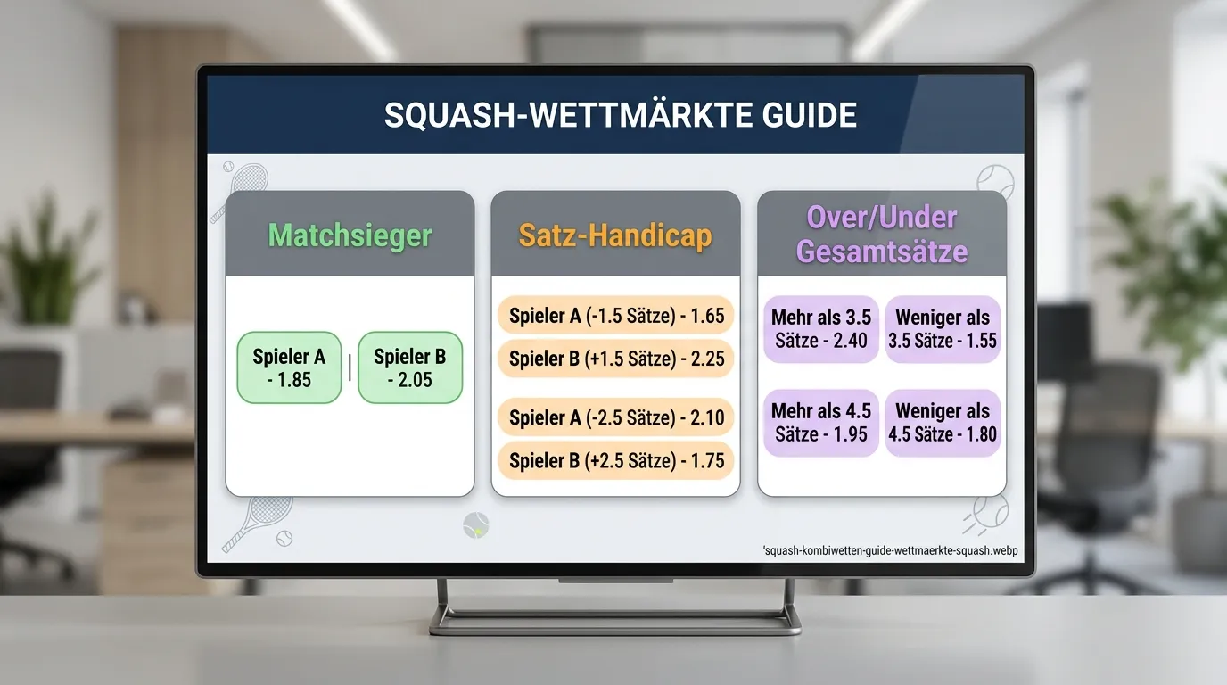 Squash Wettmärkte im Überblick – Matchsieger, Satz-Handicap und Over/Under Gesamtsätze für Kombiwetten