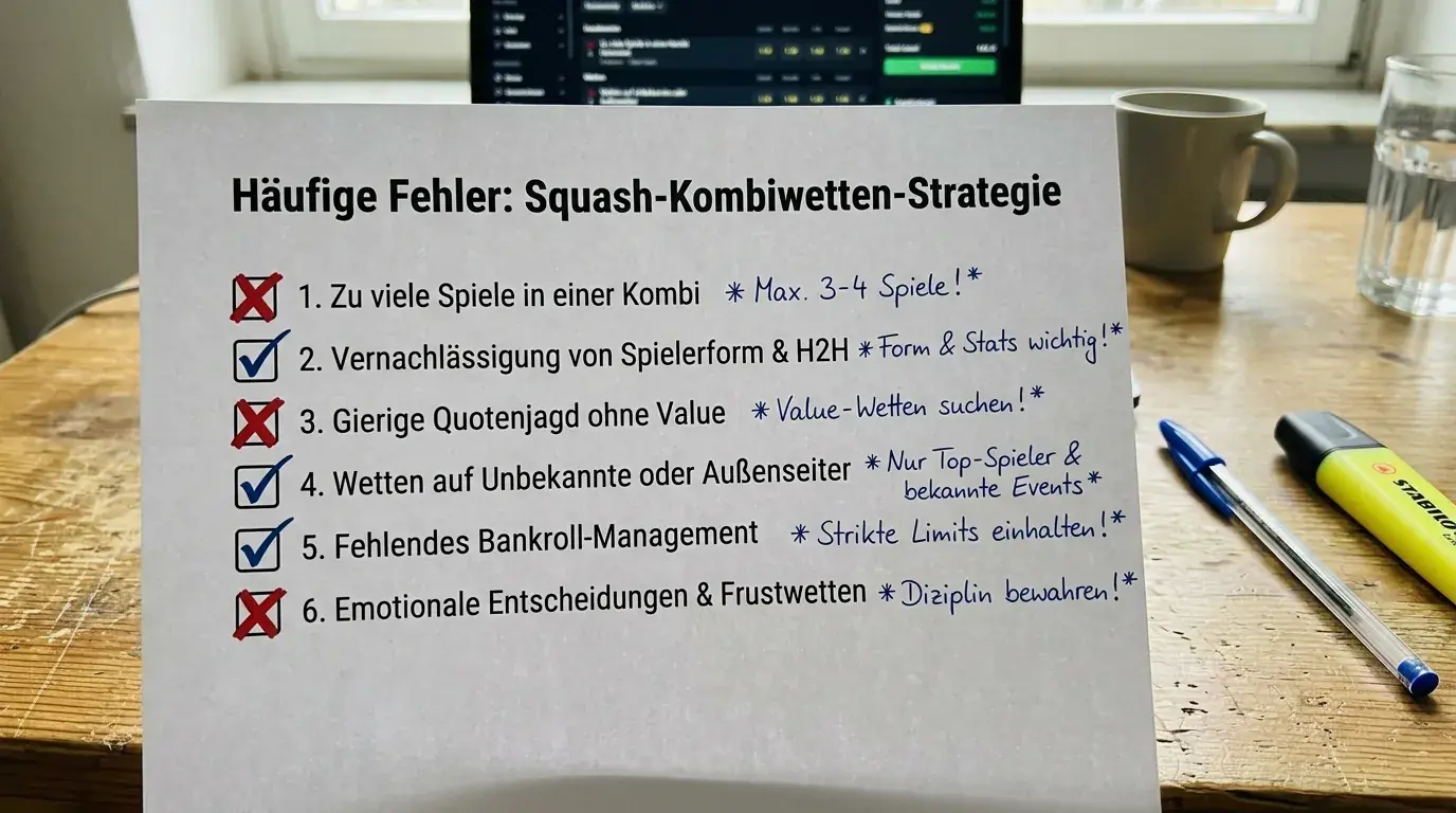 Häufige Fehler bei Squash Kombiwetten vermeiden – Checkliste für Einsteiger und erfahrene Wettspieler