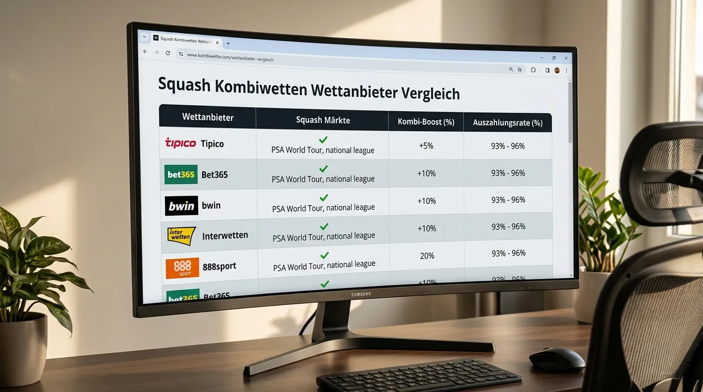 Squash Wettanbieter Vergleich 2026 – GGL-lizenzierte Buchmacher für Squash Kombiwetten in Deutschland