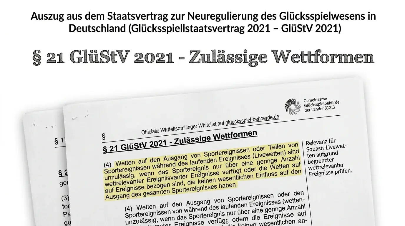 GlüStV 2021 § 21 Einschränkungen für Squash Live-Wetten: rechtlicher Rahmen für In-Play Sportwetten in Deutschland