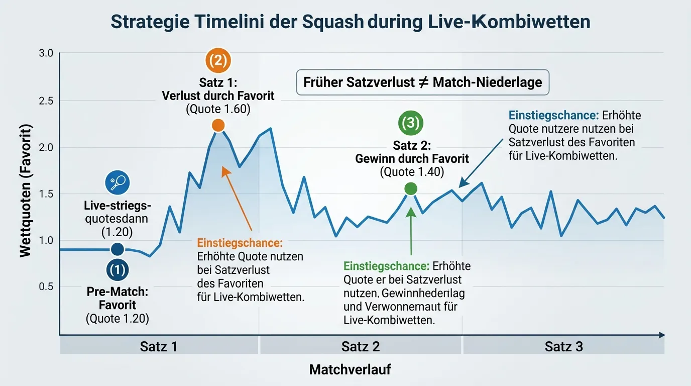 Strategie für Squash Live-Kombiwetten: Quotenentwicklung nach Satzergebnis und Einschätzung von Favoriten im In-Play-Bereich