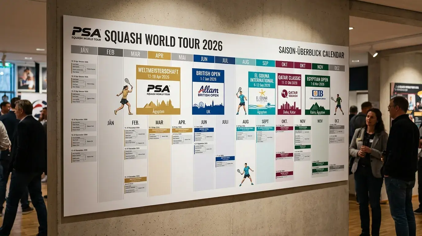 Squash Turnierkalender 2026: PSA World Tour Events und Wettfenster für Kombiwetter in Deutschland