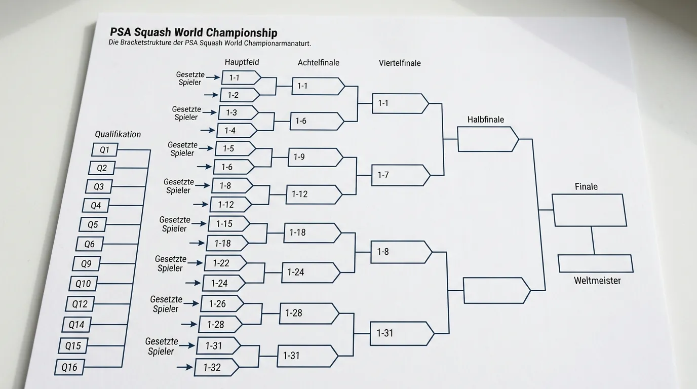 PSA World Championship Turniersystem erklärt – K.O.-Format mit Qualifikation und Setzliste für Squash Weltmeisterschaft Wetten
