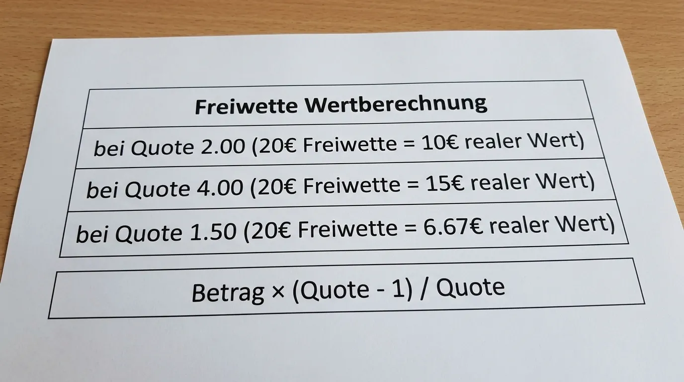 Freiwette Wertberechnung Squash Kombiwetten: Realer Wert einer Free Bet bei verschiedenen Quoten
