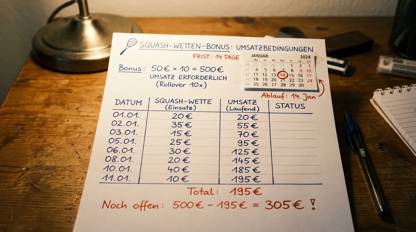 Umsatzbedingungen Squash Wetten Bonus: Mindestquoten und Zeitlimits bei deutschen Sportwetten-Anbietern