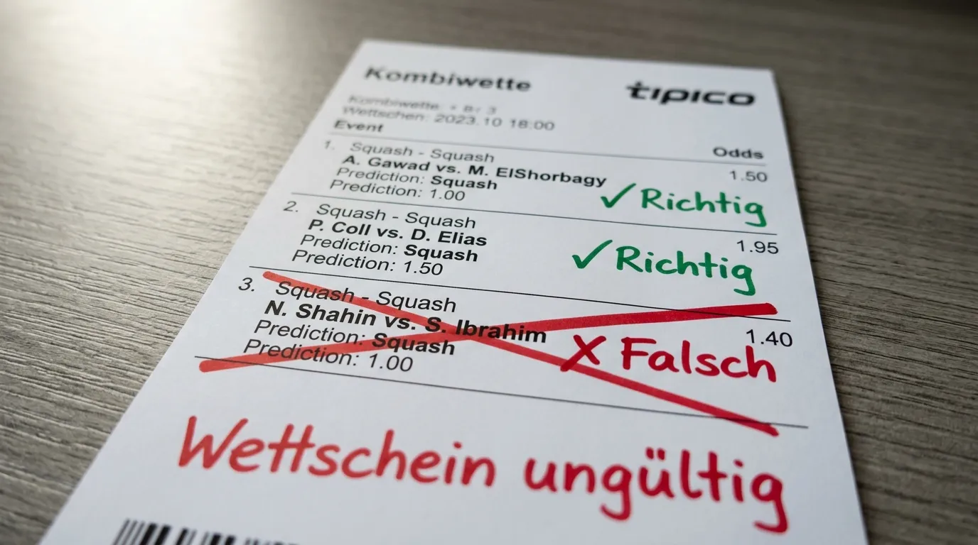 Alles-oder-nichts-Prinzip einer Kombiwette: ein roter Strich durch einen Tipp macht den gesamten Wettschein ungültig