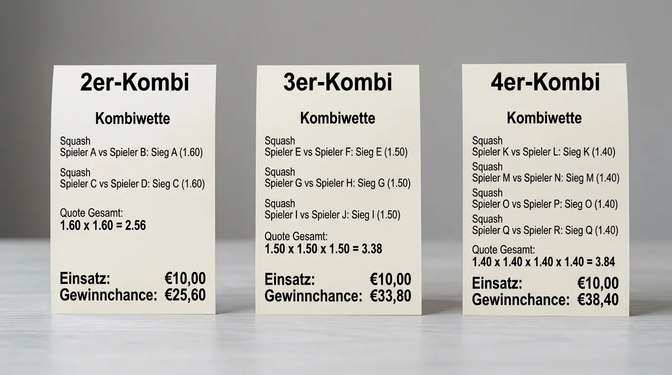 Übersicht der Kombiwetten-Typen: 2er, 3er und 4er Kombiwette mit Beispielquoten und Gesamtquoten